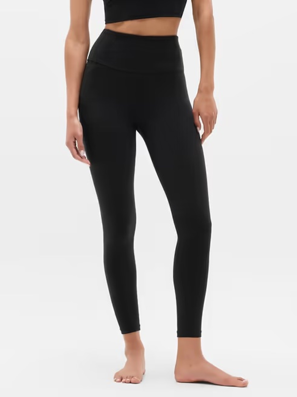 Athleta Elation Ultra High Rise Black Leggings 7/8 Length SzS Pilates Athleisure